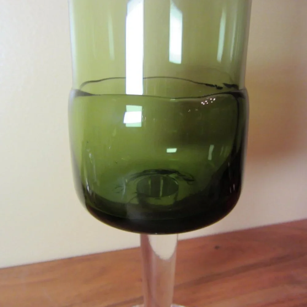 green wine glass goblet double dipped pier 1 MCM style (W3557)